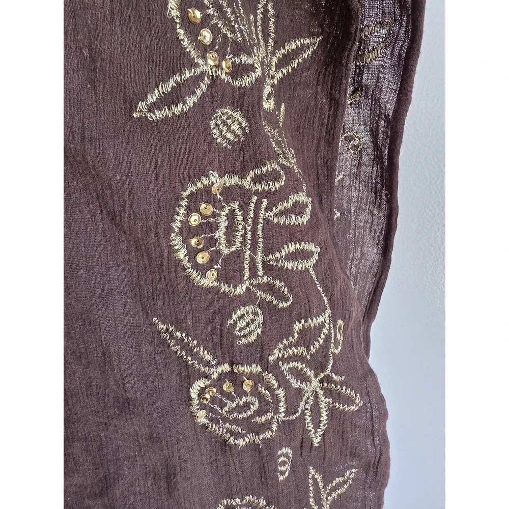 NWoT Newport News Pareo Brown Floral Cotton Wrap Skirt Resort Cover Up Sarong